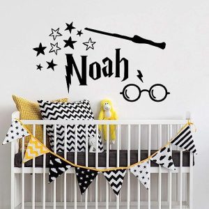 Personalized Boy Name Wall Decal/Boy Name Wall Decal Wizard Nursery Wall Decor/Personalized Custom Name Vinyl Wall Art Decal Sticker