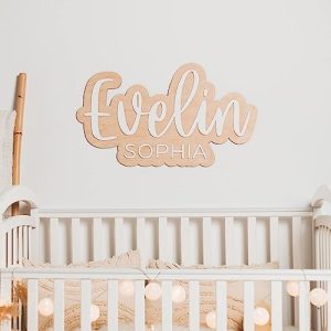 Baby Name Sign, Custom Nursery Name Sign, Wooden Kids Room Decor, Wall Decor, Baby Shower Gift